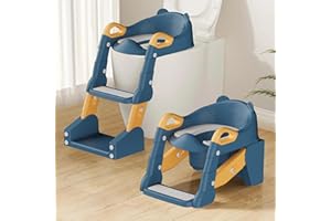 TUCKINN Potty Training Seat, Toddler Toilet Seat for Little Boys Girls, Potty Training Toilet with Urinals, Toddler Step Stool Ladder and Splash Guard