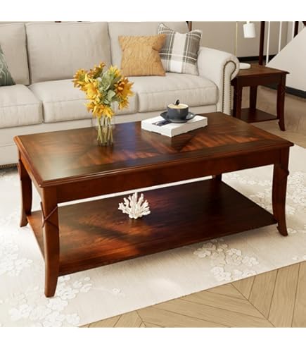 Amazon.com: VERDANTREE Solid Wood Coffee Table with Storage Shelf
