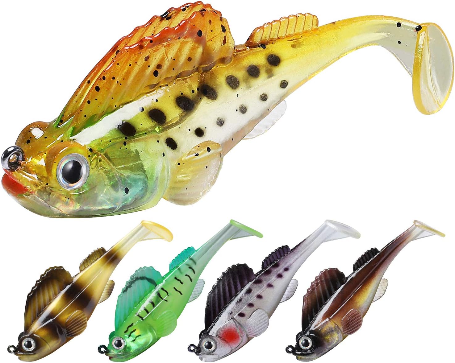TRUSCEND Power Soft Fishing Lures Pre-Rigged BKK Hook, Japan Formula, Slow Sinking, Swimming, Jerking, Freshwater or Saltwater Swimmer for Bass Trout Pike Fishing, B-2.8in, 6PCS : Sports & Outdoors