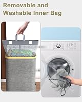 GLOWPOINT 105L Laundry Basket with Lid Foldable Removable Inner Bag Grey view 5
