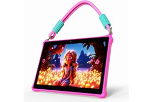PRITOM 10 inch Kids Tablets Android 13, Tablet with Lanyard 64GB, Quad-Core, HD IPS Display, WiFi, Dual Camera, Toddler Table