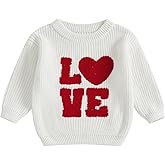 Toddler Baby Girl Boy Sweaters Love Heart Embroidery Knit Oversize Sweater Sweatshirt Outerwear Valentines Clothes