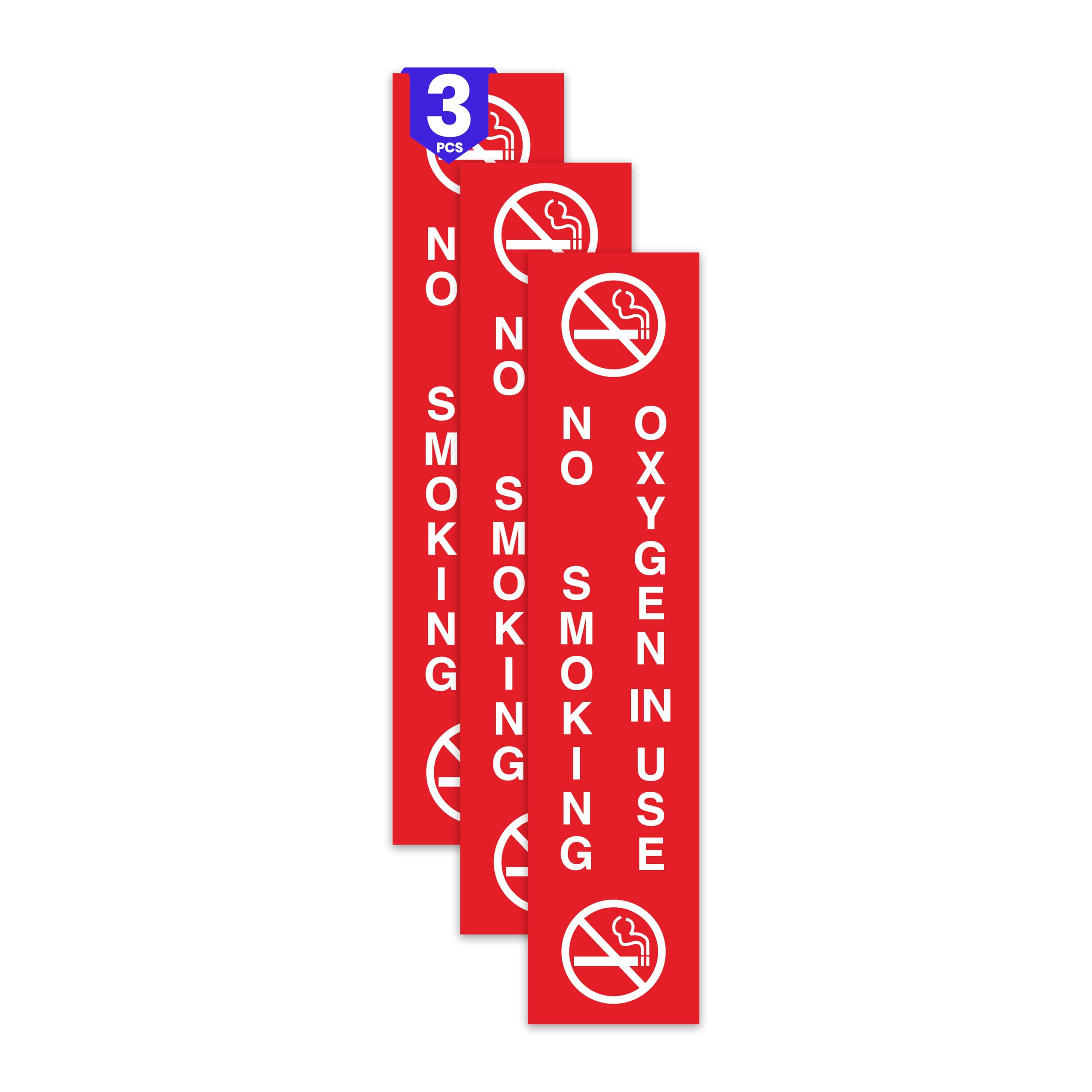 Photo 1 of 3 x No Smoking Oxygen in Use Sign | 9 x 2 Inch Self-adhesive Oxygen Sign | UV-resistant, Waterproof Oxygen in Use Signs for Home