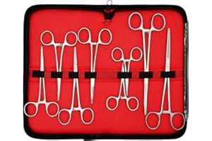 DEXSUR Ultimate Hemostat Set In Zipper case Fishing Tools Items Stainless Steel (Kit-4 (8 pcs 3.50",5",5.50",7.25" (4 Str/3Cud))