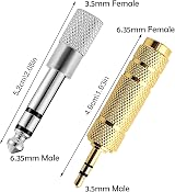 BEHAHAI 6.35mm to 3.5mm Headphone Adapter 4 Pack Gold/Silver Plated view 3