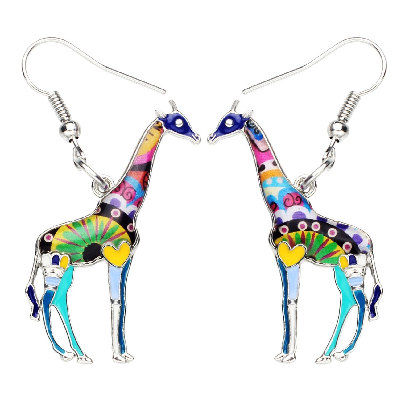 NEWEI Enamel Alloy Cute African Giraffe Earrings Dangle Drop Giraffe Jewelry for Women Girls Gift Charms (Blue)