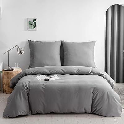 DC-2 135 GY - Conjunto de Capa de Edredão com Fecho, Fraldas e Fronhas de 80 x 80 cm com fecho de aba (Cinzento, 135 x 200 cm e 80 x 80 cm x 1 peça)