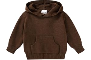 YOUNGER STAR Toddler Baby Girl Boy Knit Sweater Hooded Long Sleeve Sweatshirt Tops Fall Winter Clothes with Pocket