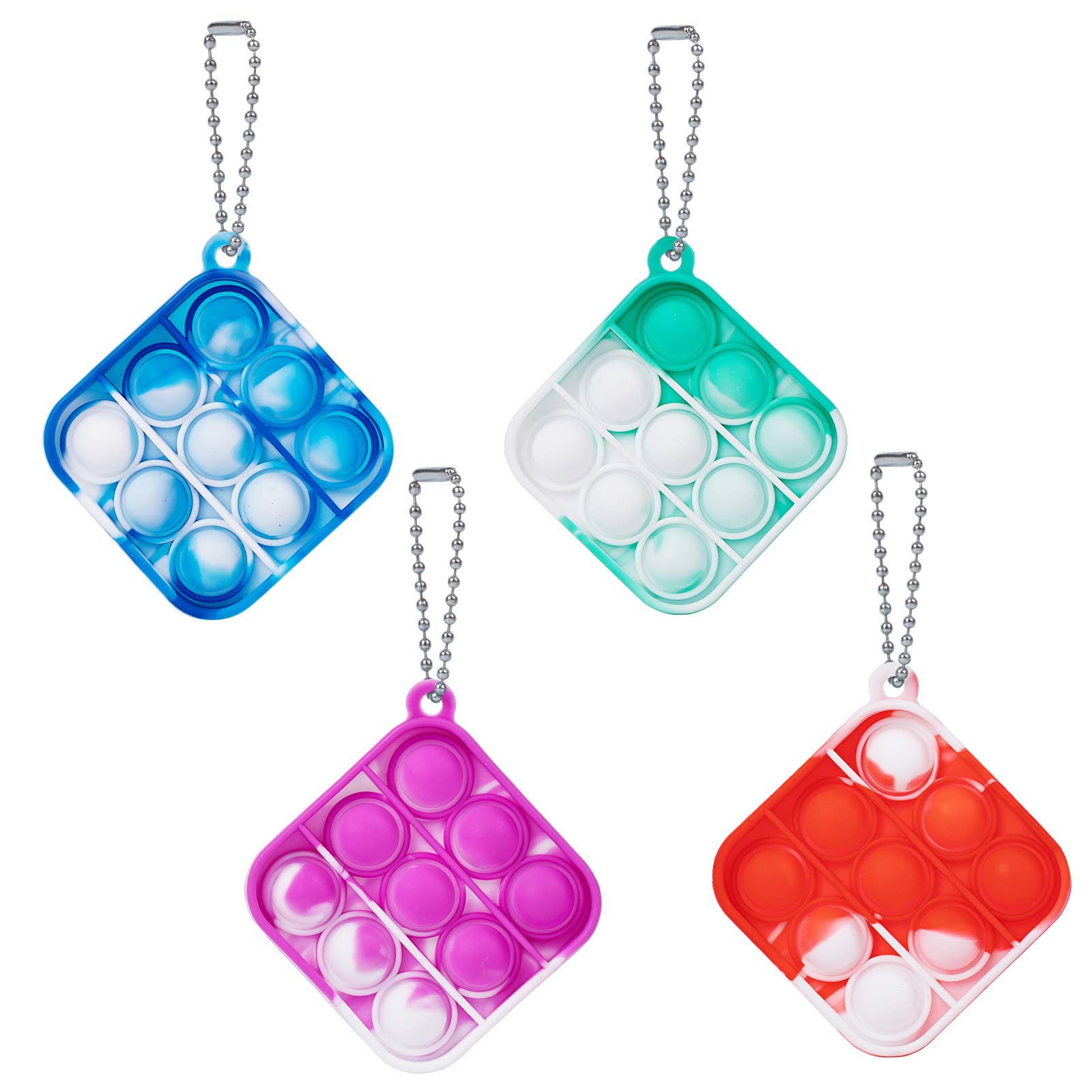 LANQKUISZ 16 Pcs Simple Fidget Toy Pop Fidget Toy Mini Stress Relief Hand Toys Keychain Toy Push Pop Bubble Wrap Pop Anxiety Stress Reliever Office Desk Toy for Kids Adults