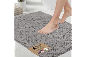 GORILLA GRIP Bath Mat, Thick Soft Absorbent Chenille Floor Mats, Rubber Backing Bathmat, Quick Dry Rug, Machine Washable Rugs