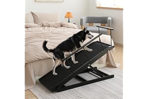 Dog Ramp for Bed and Couch- 5-Height Adjustable Pet Ramp for Small to Large Dogs, Lightweight Portable Dog Ramp for car, Couc