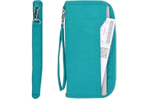 ZOPPEN Passport Holder Family RFID Passport Wallet, Passport Holder Women/Men, Travel Wallet Documents Organizer Zipper Case with Removable Wristlet Strap, Travel Essentials for Flying