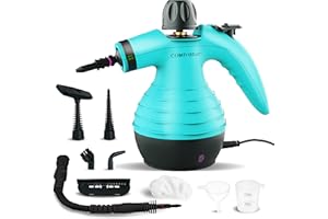 Comforday Multi-Purpose Handheld Pressurized Steam Cleaner with 9-Piece Accessories, Handheld Steamer Perfect for Stain Removal, Curtains, Car Seats, Floor, Bathroom, Window Cleaning (Light blue)