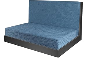 boslla RV Dinette Cushion Covers, Stretchable Fabric RV Couch Seat Covers, Washable Camper Dinette Cushion Covers for RV Camper Bench Seats - Includes 1 Backrest Cover & 1 Bench Cover (Blue)
