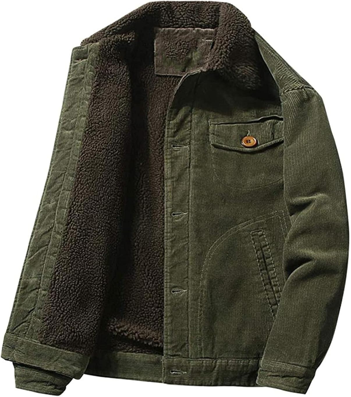 Men's Winter Thick Sherpa Lined Vintage Design Corduroy Trucker Jacket