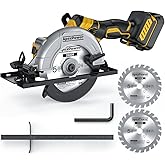 Brushless Cordless Circular Saw, for DeWalt 20V Max Battery, 6-Inch Aluminum Alloy Blade, 5900 RPM, 4.2 Lbs Lightweight, Cutt