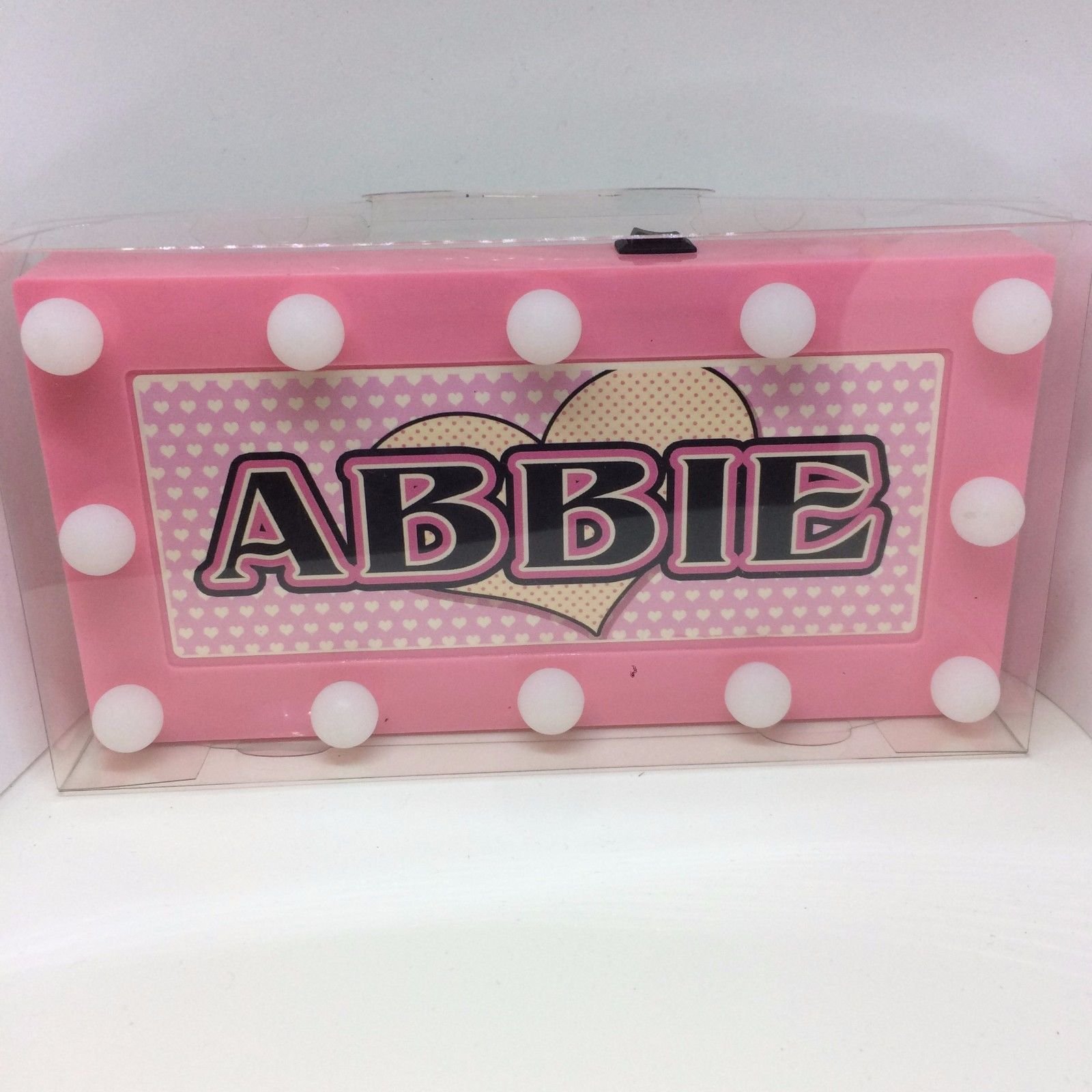 ABBIE Childrens LED Personalised Name In Lights room Sign