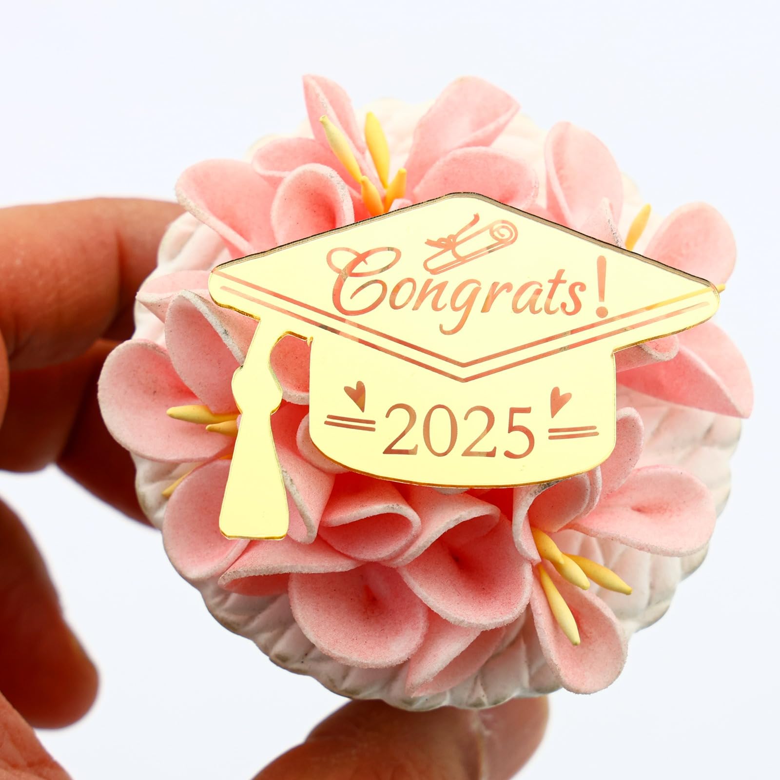 Congrats 2025 Gold Acrylic Cupcake Disc Toppers - Set of 6 by 3 LITTLE DESSERTS