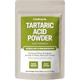 Coolinario Tartaric Acid Powder (4 OZ) Food Grade Natural Acidulant | Enhances Flavor &amp; Adjusts Acidity, Ideal for Wine, Baking &amp; Candy, Cream of Tartar, Confections &amp; pH Balancing