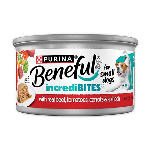 PURINA BENEFUL SMALL BREED WET DOG FOOD, INCREDIBITES LOAF WITH REAL BEEF RECIPE – (PACK OF 12) 3 OZ. CANS