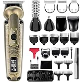 Hatteker Beard Trimmer Mustache Trimmer for Men 8 in 1 Adjustable Speed Waterproof Hair Clipper T-Blade Electic Razor Shavers Cordless Mens Gift Grooming Kit with Face Nose Body (Bronze)