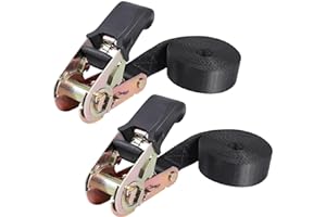 Masterwise Endless Ratchet Strap, Black Ratchet Straps Heavy Duty Tie Down Straps 1 Inch Simple Strap for Motorcycles, Trailer, Kayak, Cargo, Roof Rack (1in x 8ft-2pcs)