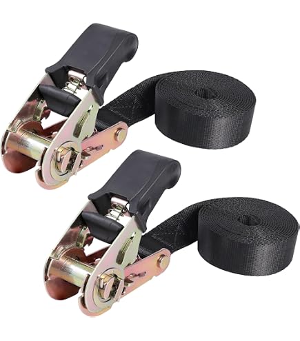 BetterJonny Lot De 2 Sangles D'Arrimage 8 M – 1000 Kg, Cliquet Métal, Largeur 25 Mm – Fixation Voiture, Moto, Bagages, Kayak