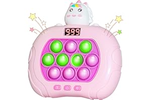 ZDCZ Quick Push Bubble Game, Popping Game Light up Pop Fidget Toy for Kids Teens Adults, Bunny Handheld Fast Push Pop Game for Kids 6-12 Years Old Birthday Gift for Boys & Girls (LED Pink Uni/Corn)