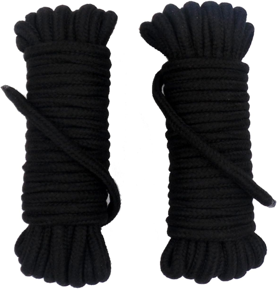 32 feet 1/3inch(8mm) Black Cotton Rope Diameter Durable and Sturdy Long Organic Soft Twisted Cotton Ropes Strong,(Pack of 2X32ft)