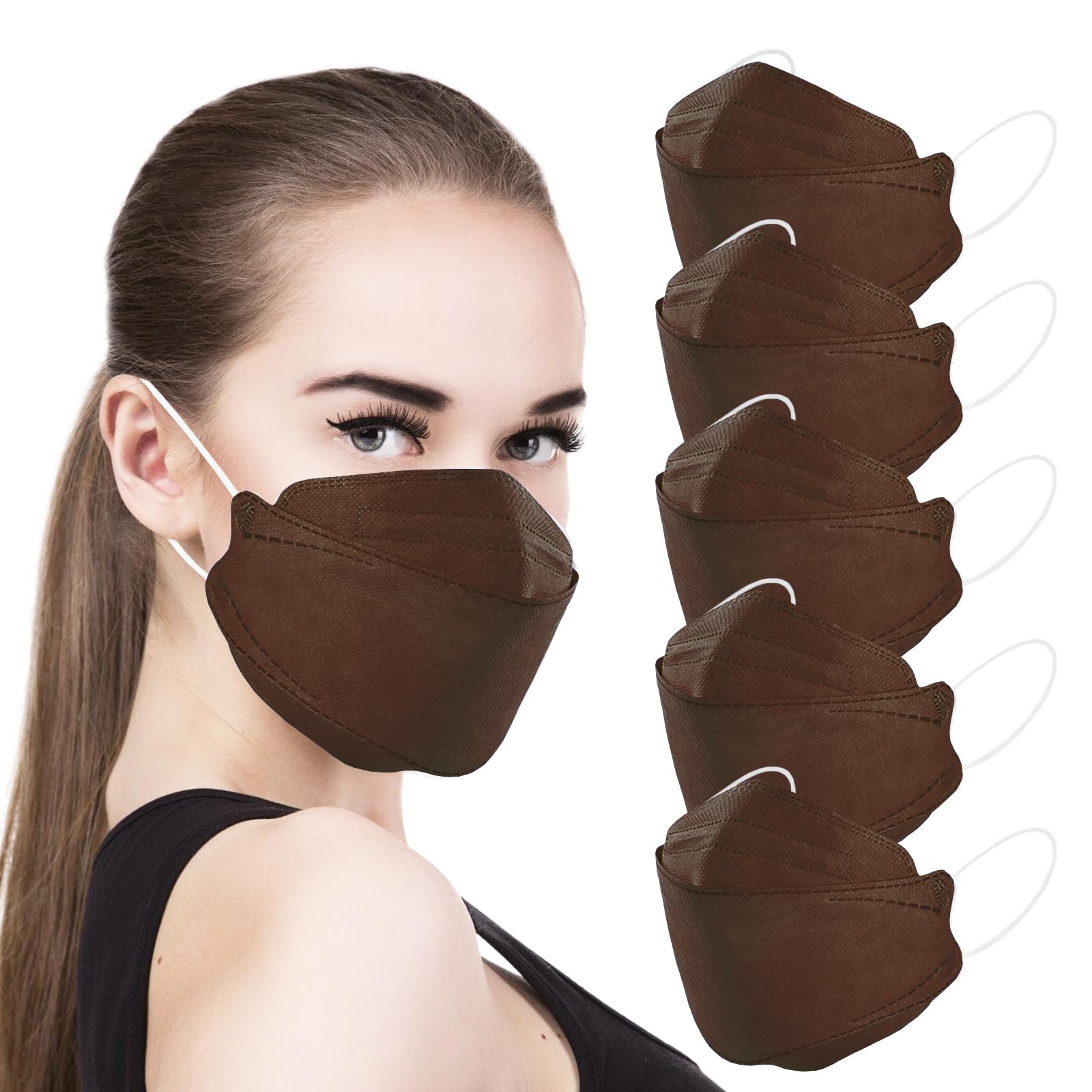 Photo 1 of akgk KN95 Face Masks 200 Pack, 5-Ply Disposable Brown Face Mask Against PM 2.5 Smoke and Dust