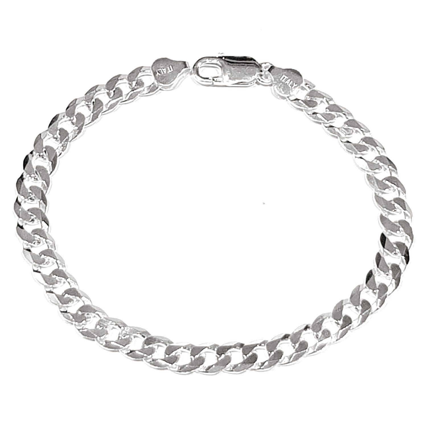 Treasure Bay Mens Solid 925 Sterling Silver Chain Bracelet - 7mm Width length 18.5cm, 19.5cm, 21cm, 22cm and 23cm (18.5)