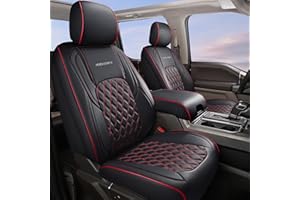 Huidasource Wrangler JK Seat Cover 4 Door, Leather Custom Car Seat Covers, Front&Rear Seat Cushion Protector Fit for Jeep Wrangler JK 4-Door Sahara Sport Rubicon 2007-2017(Full Set/Black&Red)