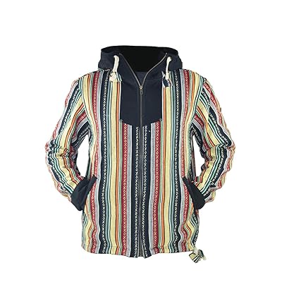Men's Ethnic Baja Jacket with Rasta Zip-Up Hoodie Kuwait Ubuy
