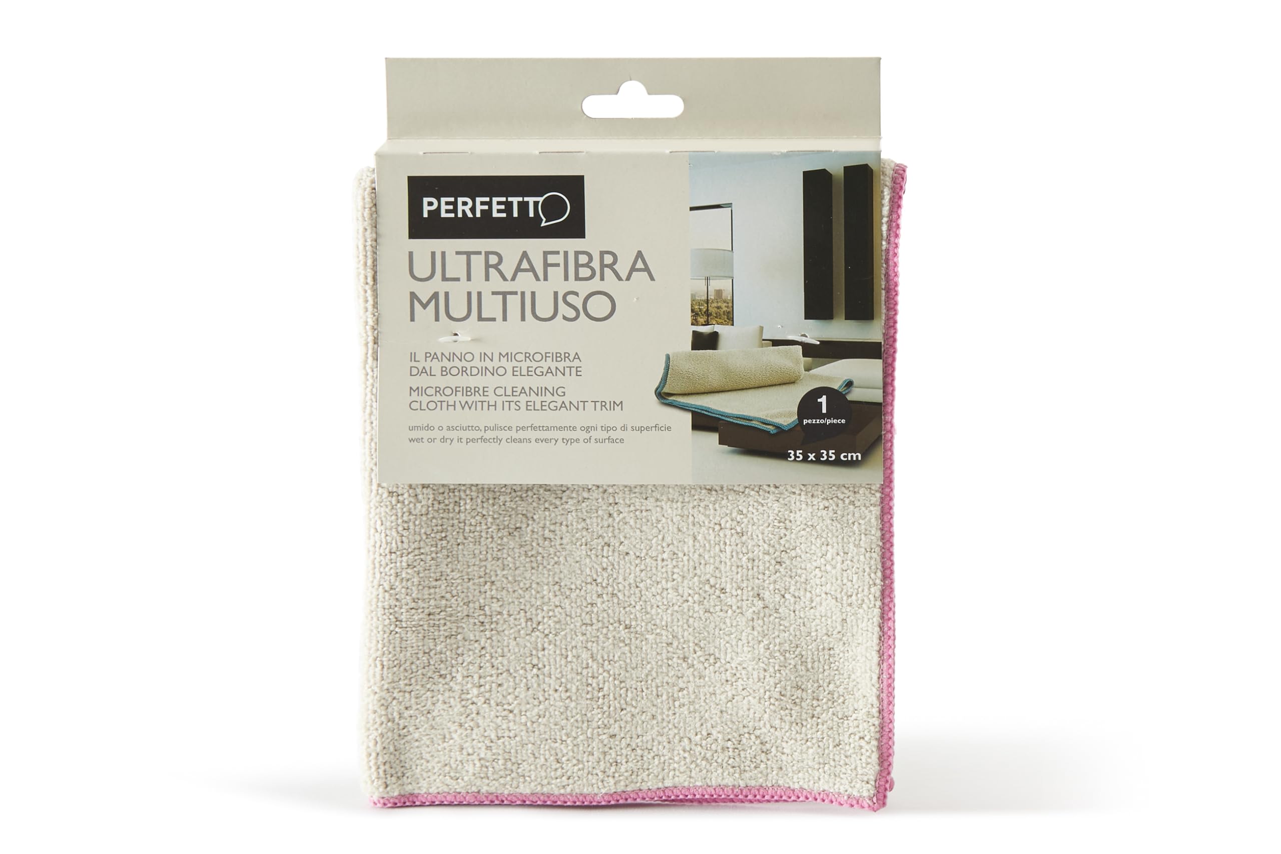 Perfetto Multipurpose Microfibre Cloth, Dimension- 35 X 35 Cm, Fabric, Ghiaccio, One Size