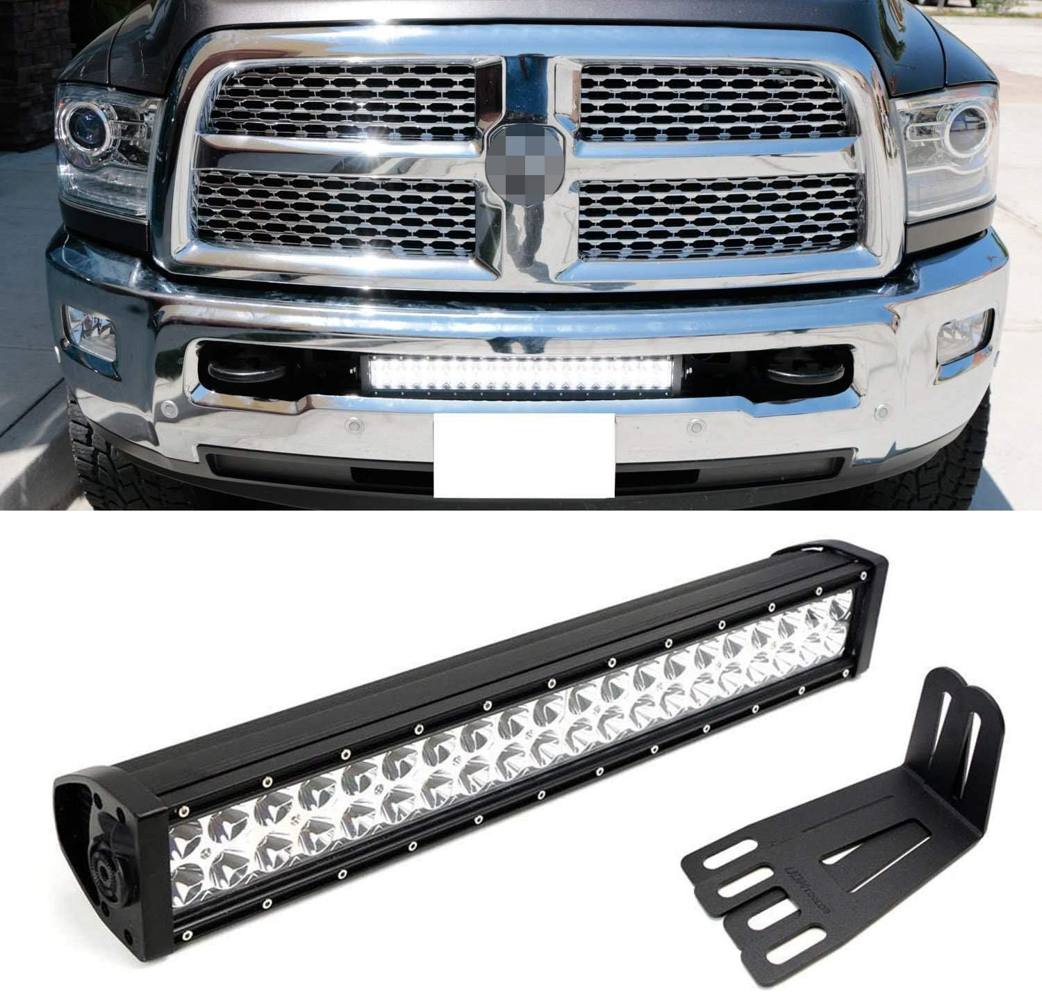 IJDMTOY Lower Grille 20 Inch LED Light Bar Kit For 2009 18 Dodge RAM