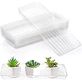 Kingrol 16 Pack Rectangular Plant Drip Trays, Clear Plant Saucers for Indoors, Thick Plastic Window Sill Plant Trays for Flower Pot Planter