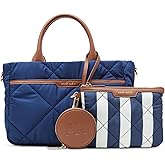Anne Klein womens Anne Klein Ew Quilted Nylon Satchel With Pouch and Coin Case