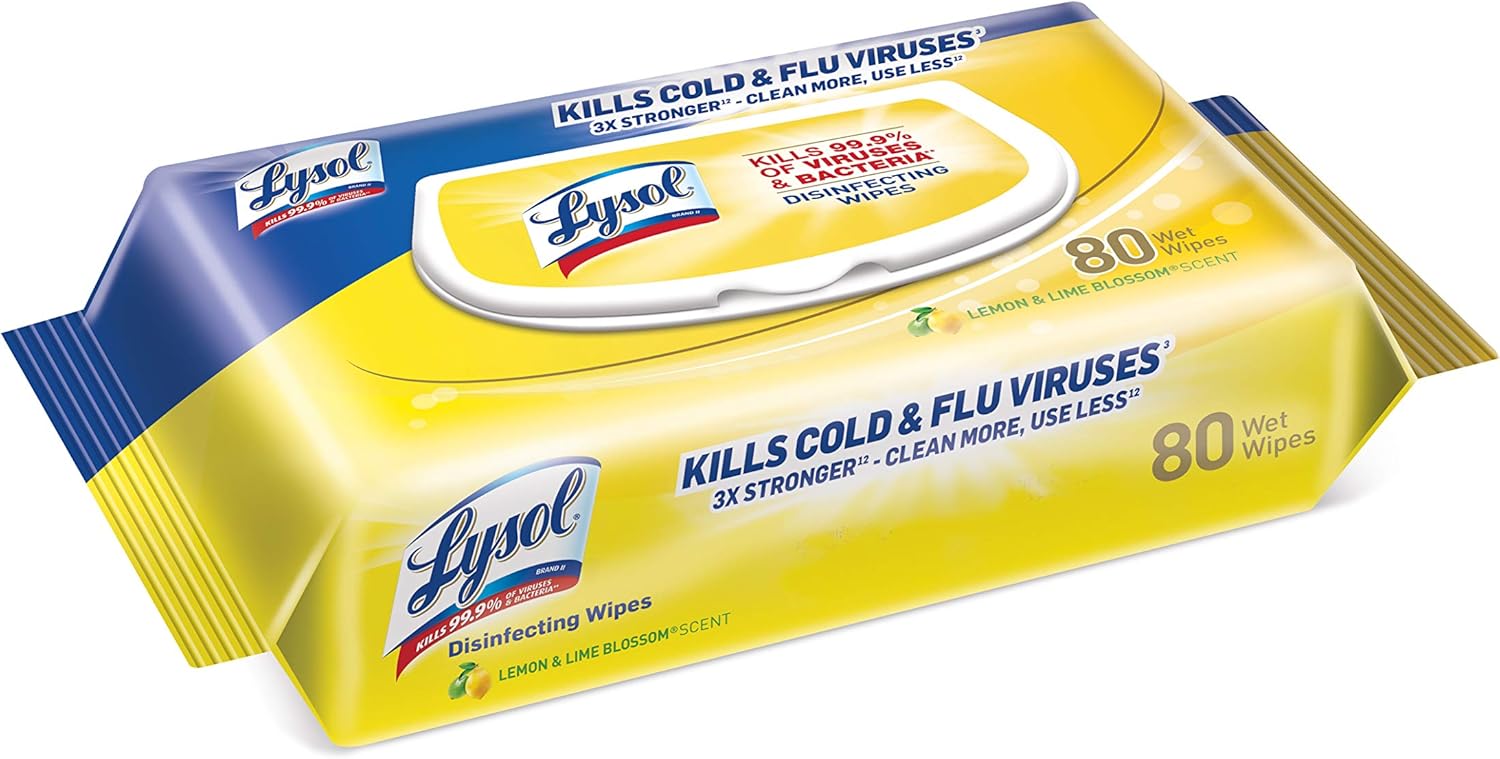 Lysol Disinfecting Handi-Pack Wipes, Lemon and Lime Blossom, White, 480 Count, Pack of 6: Health & Personal Care