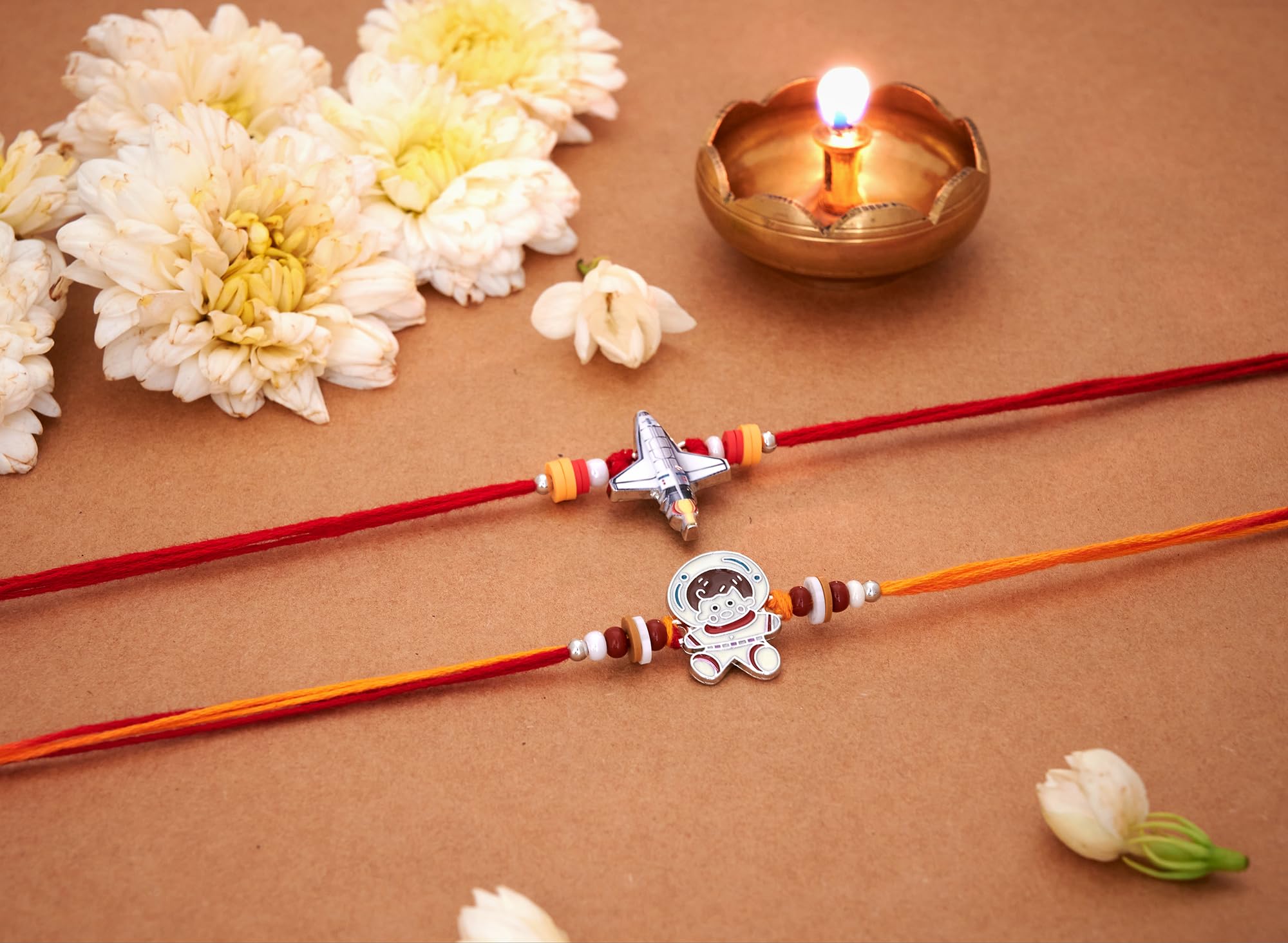 Eximious India Rakhi For Brother - Set of 2 With Greeting Card For Raksha Bandhan Designer Rakhi Thread for Bhaiya - Astronaut Design Ki12025