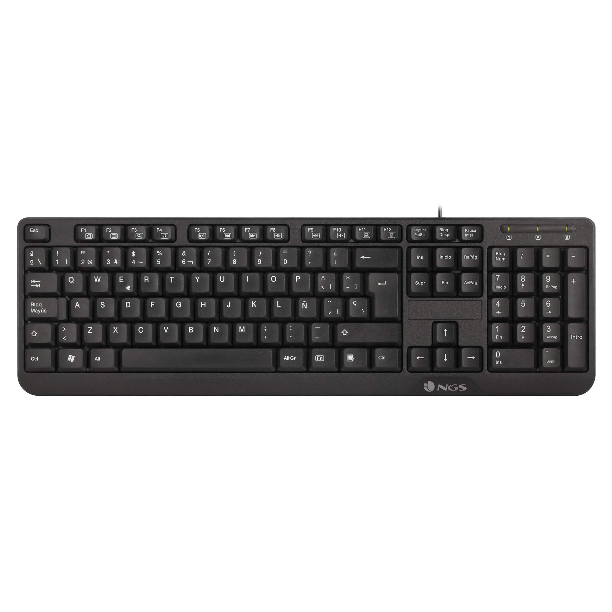 NGS FUNKYV3 USB Keyboard with 12 Multimedia Keys, Cable of 140cm and Plug&Play Function (French AZERTY)