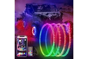 Beatto Double Row 17 inch Dancing Color Wheel Ring Light Kit w/Turn Signal and Braking Functionand Can Controlled by remote and app Simultaneously with Lock Function