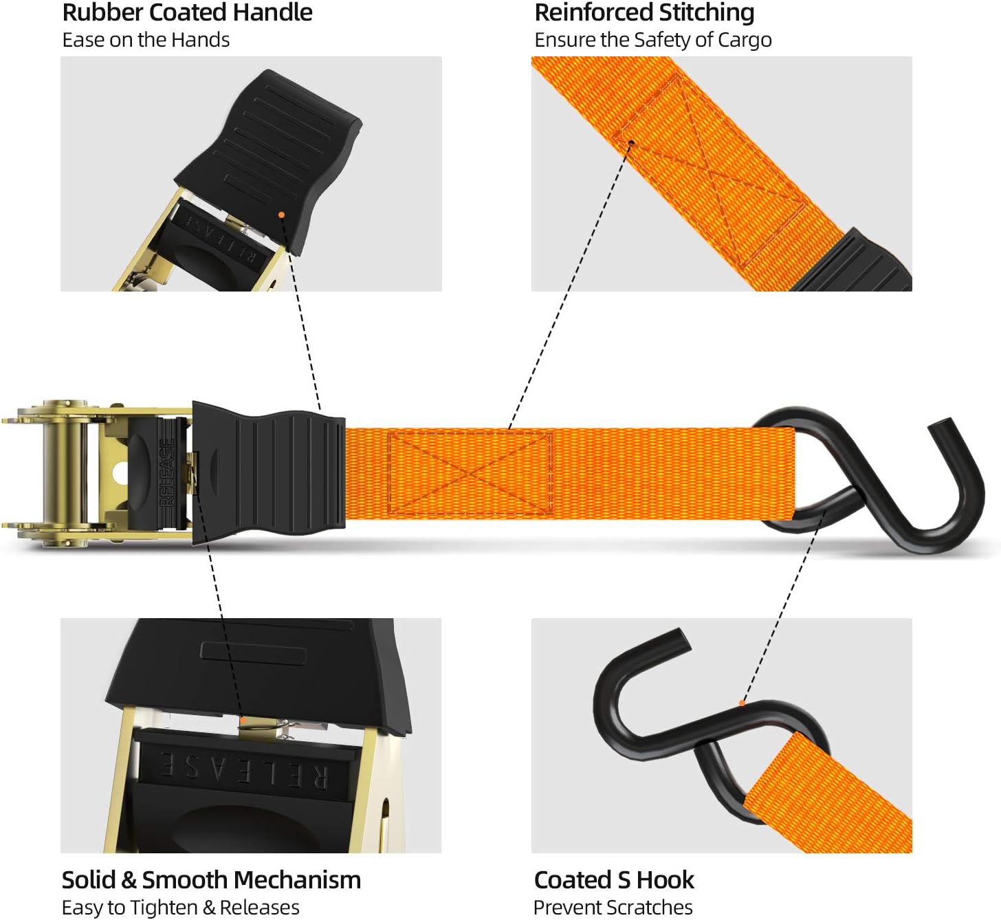 Ratchet Straps with Hook 8 Pack - Image 4