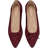 TINGRISE Women's Flats Pointed Toe Bow Knit Ballet Shoes Comfortable Dressy Mesh Slip On Flat