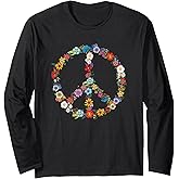 Love and Peace Flower Sign Hippie Lover Beautiful Cute Funny Long Sleeve T-Shirt