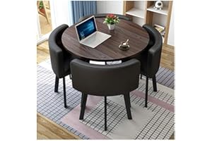 BUYT Office Reception Room Club Table and Chair Set Reception Table and Chair Combination Negotiation Table Office Shops Meetings Small Round Tables Office Conference Tables Black Leather