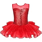 Zaclotre Ballet Leotards for Girls Toddler Sequin Sleevesless Mesh Tutu Dress Ballerina Dance Outfits
