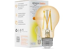 �鶹�� Basics A19 Smart Filament LED Bulb, Tunable White, 2.4 GHz Wi-Fi, Works with Alexa Only, 1-Pack