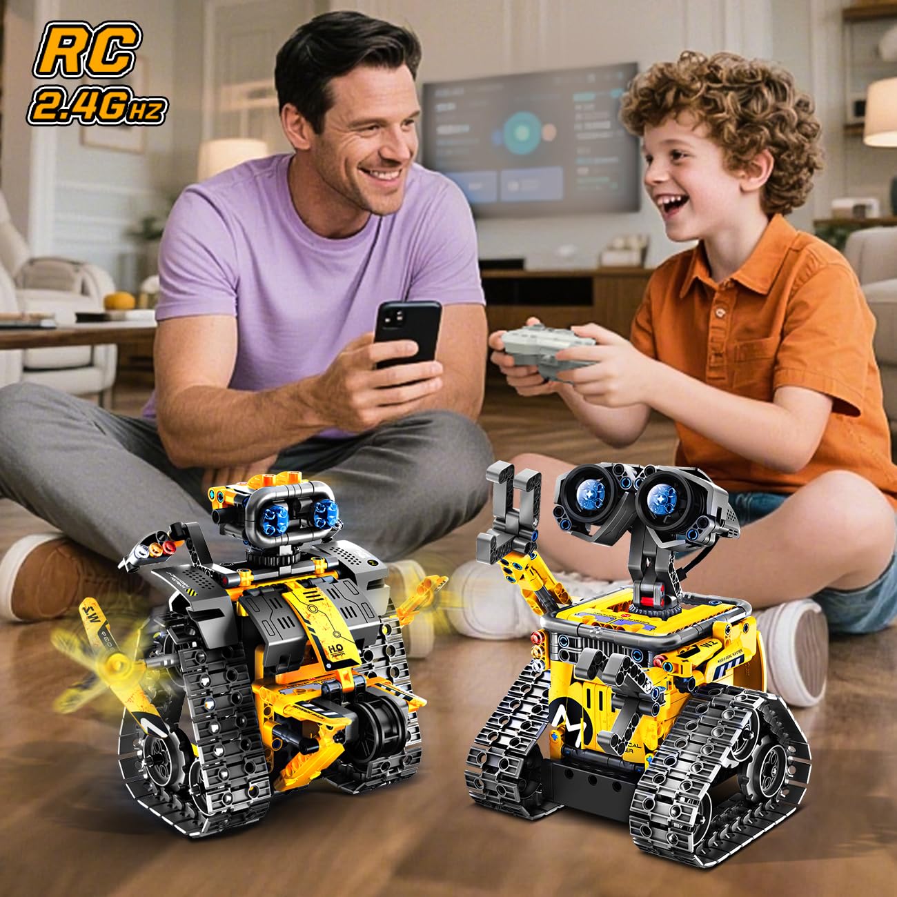 HiWEEGO Technik Roboter für Kinder Bausatz - 5-in-1 mit Fernbedienung und App Steuerung | 520 Stück RC Wall Roboter/Tech Robot Wiederaufladbarer Geschenke für 6-12+ Jahre alte Jungen Mädchen 7
