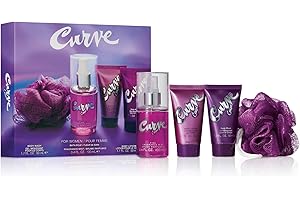 Curve Crush for Women Perfume Fragrance Set, Body Wash & Lotion, Fragrance Mist and Loofa, Day or Night Scent, 4 Piece Set