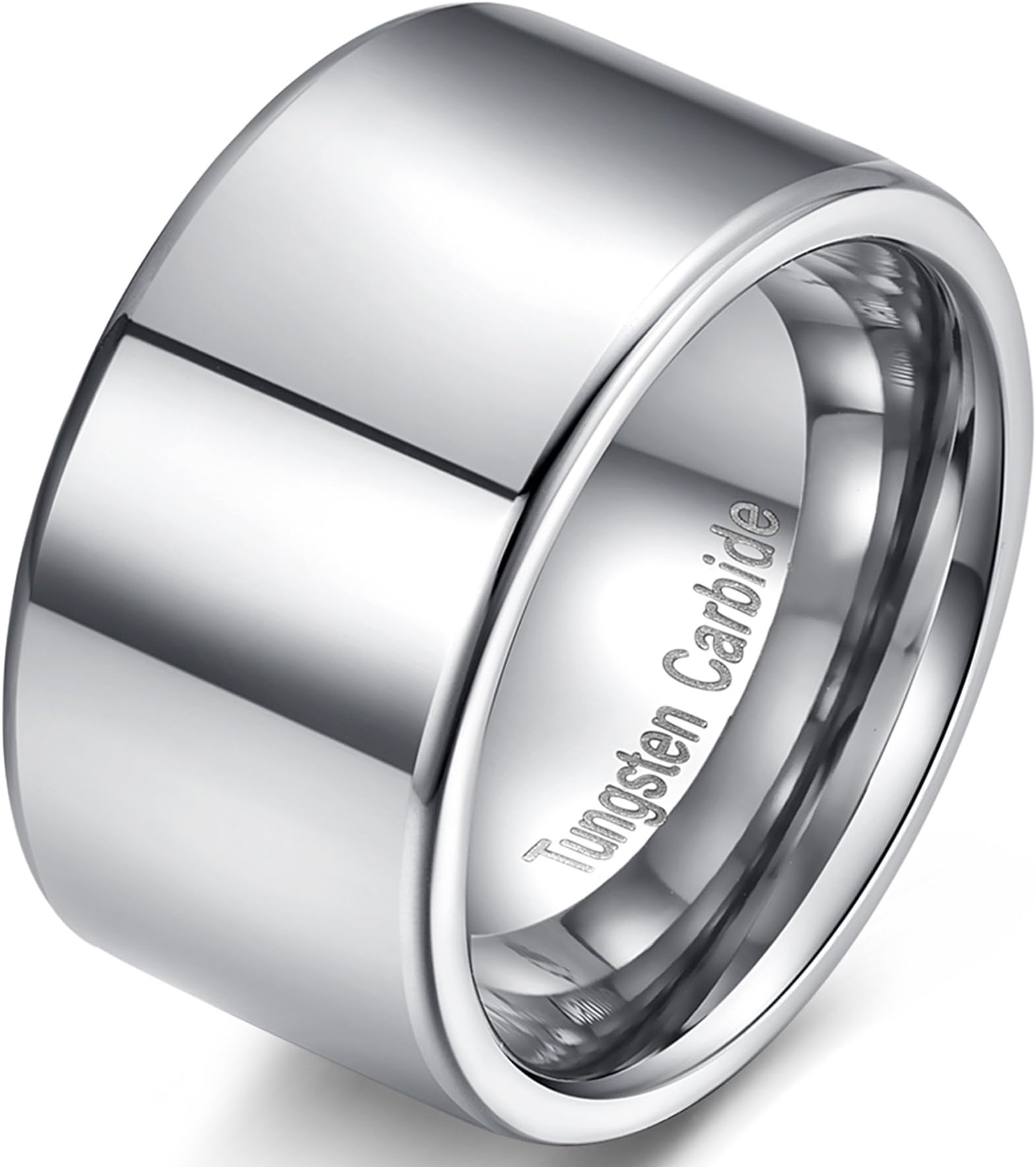 JustbandMens 12mm Silver Tungsten Carbide Simple Style Big Cool Wedding Ring Engagement Band Polished Flat Top Size 9